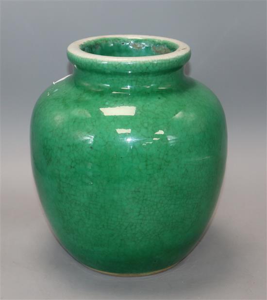 A 19th century Chinese green crackle glaze height 25cm